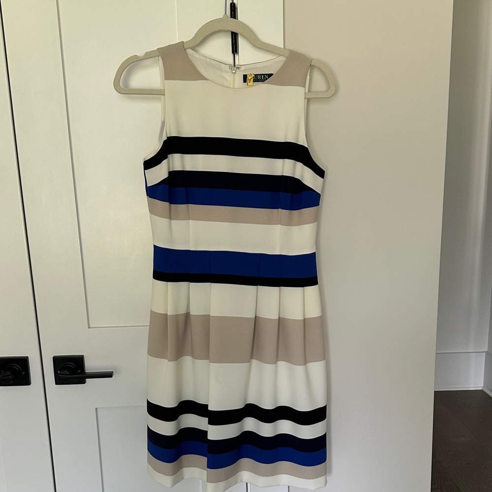 Polo by Ralph Lauren Colorblock Mini Dress - Blue, Black, Tan, White